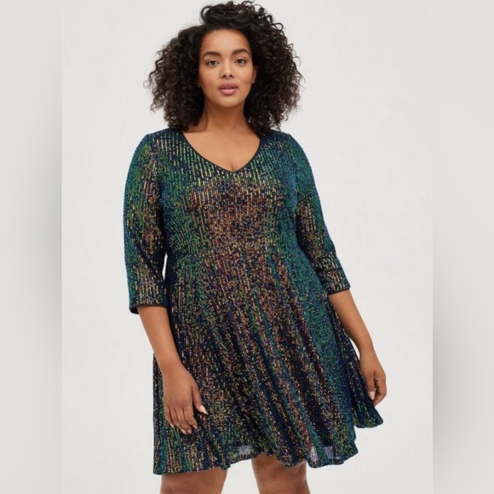 Torrid - Mini Sequins Skater Dress - Size 1